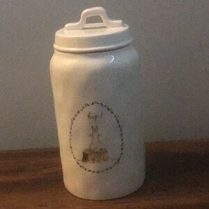 Rae Dunn Cream Color Ceramic Lidded Canister Jar with Bunny Design
